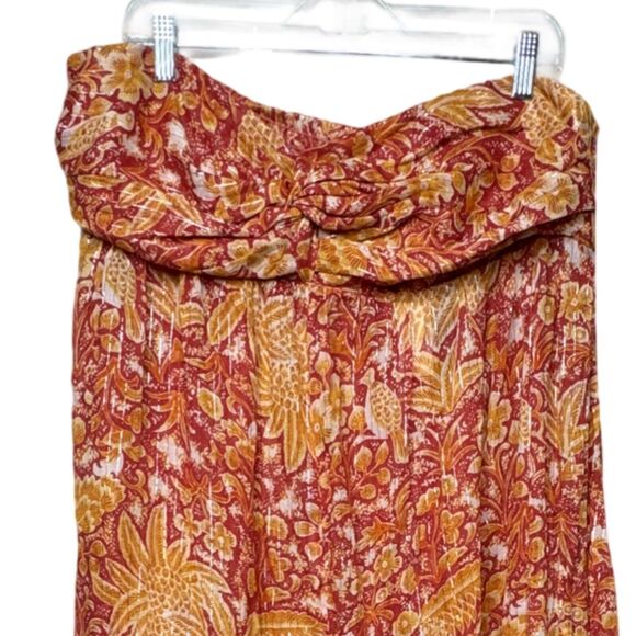 Anthropologoie Jumpsuit Women 1X Orange Harem Tropical Floral Birds Beach Cruise - Picture 3 of 6